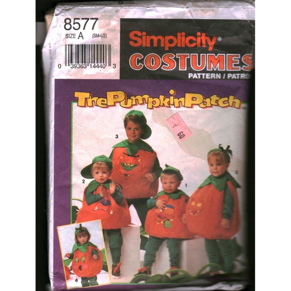 Simplicity 8577 Kids Pumpkin Patch Costume Sewing Pattern Size A SM CUT Vintage